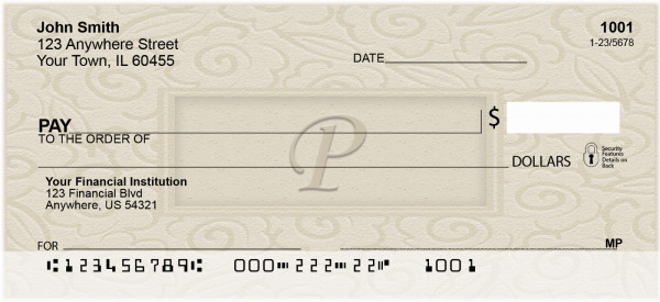 Golden Carved Monogram - P Personal Checks | QBK-27