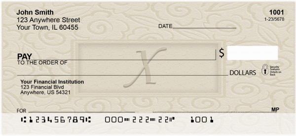Golden Carved Monogram - X Personal Checks | QBK-35