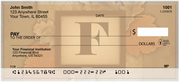 Nature In Vintage Monogram - F Personal Checks | QBK-60