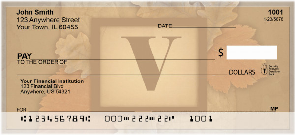 Nature In Vintage Monogram - V Personal Checks | QBK-76