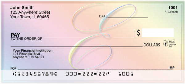 Rainbow Art Monogram - E Personal Checks | QBL-12