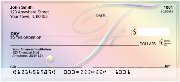 Rainbow Art Monogram - F Personal Checks | QBL-13