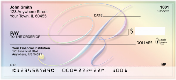 Rainbow Art Monogram - R Personal Checks | QBL-25