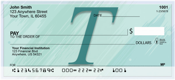 Restoration Monograms - T Personal Checks | QBL-53