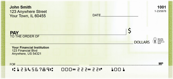 Go High Tech Green Personal Checks | QBM-39