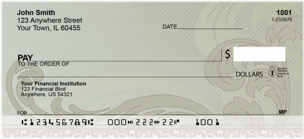 Green Vintage Scroll Personal Checks | QBM-63
