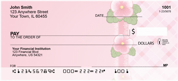 Pink Plaids And Flowers Personal Checks | QBR-80