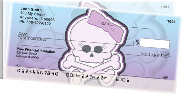 Girly Skulls Side Tear Personal Checks | STGIR-02
