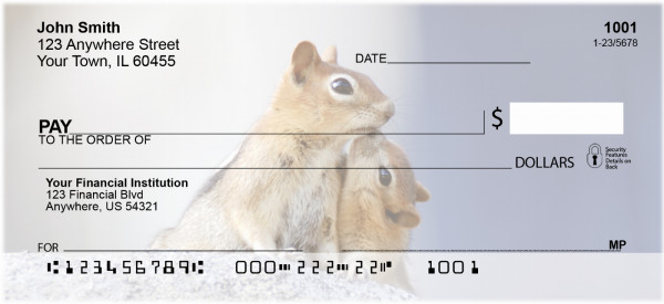 Baby Chipmunk With Mother Personal Checks | ZANJ-25