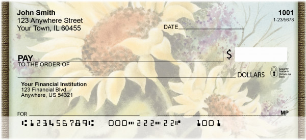 Watercolor Sunflowers Personal Checks | ZNAT-30