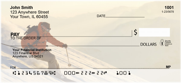 Skiing On A Golden Mountain Personal Checks | ZSPO-30