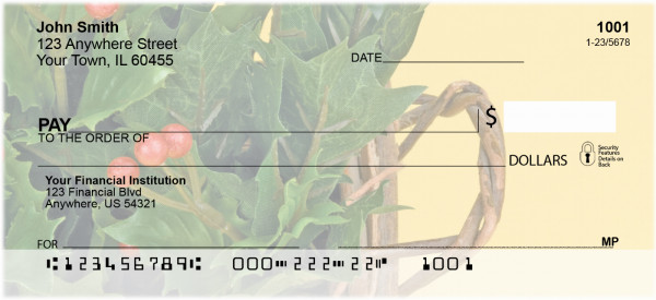 Holly Christmas Basket Personal Checks | ZXMS-01